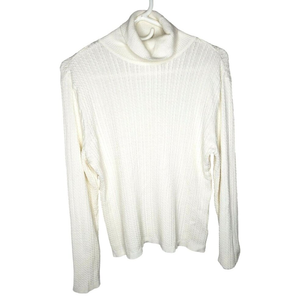 Charter Club Petite Large White Soft Stretch Turtleneck
